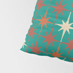 Atomic Age Retro Starburst Mid-century Modern Pattern in Mid Mod Orange, Beige, and Teal Pillow Sham Gallery Image 4