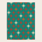 Atomic Age Retro Starburst Mid-century Modern Pattern in Mid Mod Orange, Beige, and Teal Poster Gallery Image 4