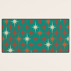 Atomic Age Retro Starburst Mid-century Modern Pattern in Mid Mod Orange, Beige, and Teal Desk Mat Gallery Image 3