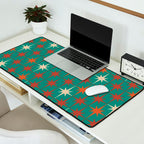 Atomic Age Retro Starburst Mid-century Modern Pattern in Mid Mod Orange, Beige, and Teal Desk Mat Gallery Image 2