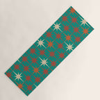 Atomic Age Retro Starburst Mid-century Modern Pattern in Mid Mod Orange, Beige, and Teal Yoga Mat Gallery Image 1