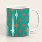 Atomic Age Retro Starburst Mid-century Modern Pattern in Mid Mod Orange, Beige, and Teal Coffee Mug Gallery Image 1