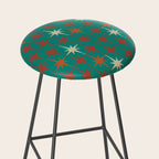 Atomic Age Retro Starburst Mid-century Modern Pattern in Mid Mod Orange, Beige, and Teal Stool Gallery Image 2