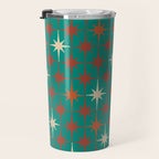 Atomic Age Retro Starburst Mid-century Modern Pattern in Mid Mod Orange, Beige, and Teal Travel Mug Gallery Image 3