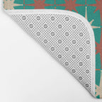 Atomic Age Retro Starburst Mid-century Modern Pattern in Mid Mod Orange, Beige, and Teal Bath Mat Gallery Image 2