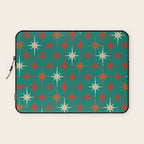 Atomic Age Retro Starburst Mid-century Modern Pattern in Mid Mod Orange, Beige, and Teal Laptop Sleeve Gallery Image 1