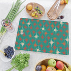 Atomic Age Retro Starburst Mid-century Modern Pattern in Mid Mod Orange, Beige, and Teal Cutting Board Gallery Image 2