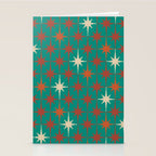 Atomic Age Retro Starburst Mid-century Modern Pattern in Mid Mod Orange, Beige, and Teal Stationery Card Gallery Image 2