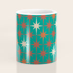 Atomic Age Retro Starburst Mid-century Modern Pattern in Mid Mod Orange, Beige, and Teal Coffee Mug Gallery Image 4