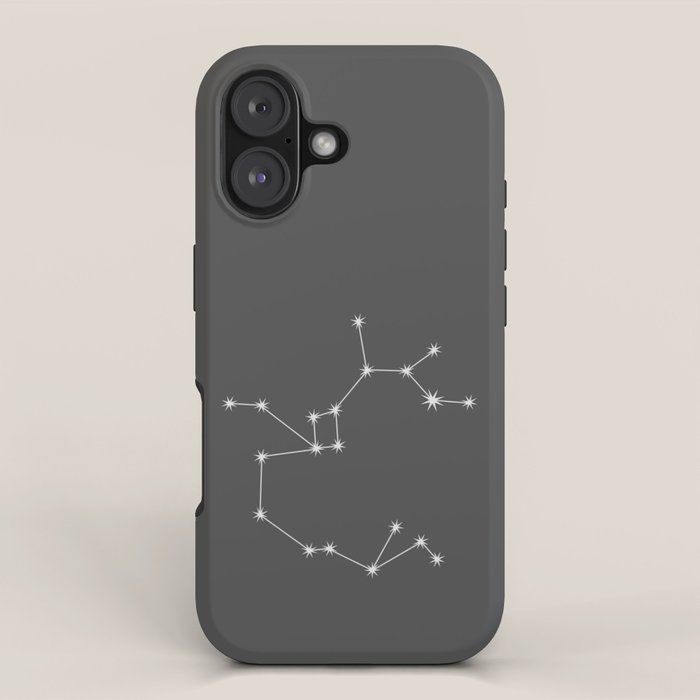 Sagittarius Zodiac Star Constellation Line Art Grey iPhone Case Gallery Image 1