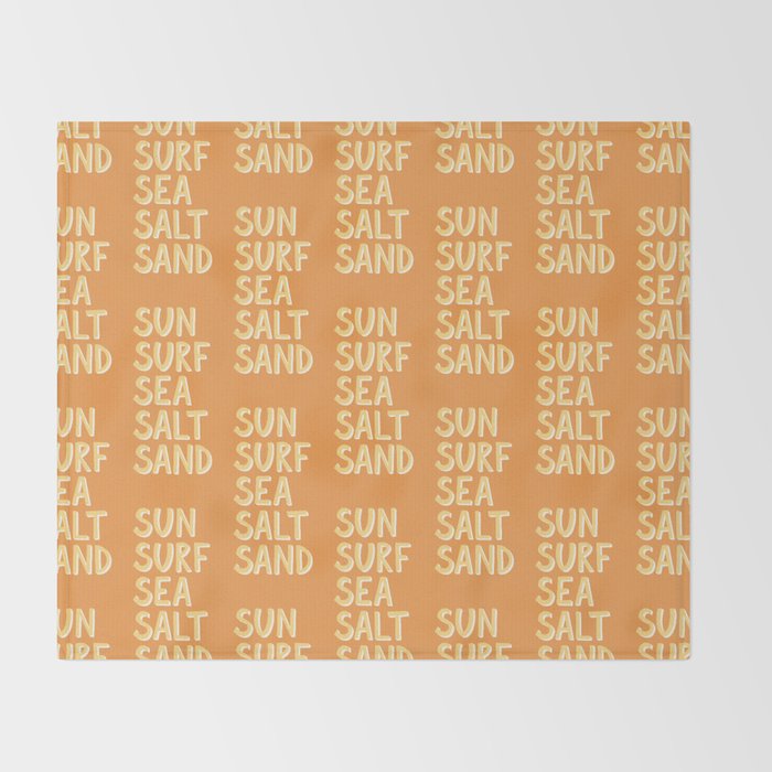 Sun Surf Sea Salt Sand Hand Lettering Throw Blanket Gallery Image 2