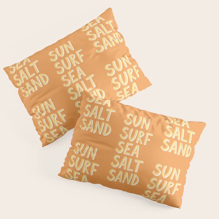 Sun Surf Sea Salt Sand Hand Lettering Pillow Sham Gallery Image 1