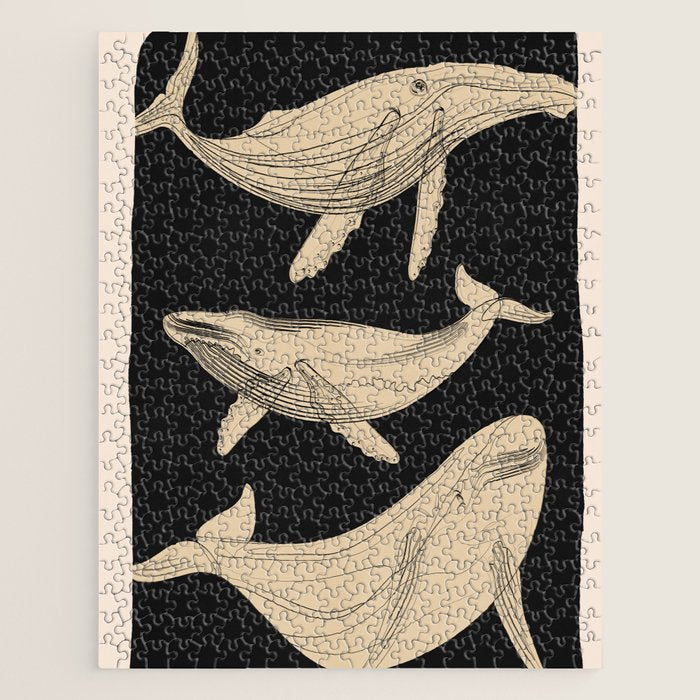 Modern Minimalist Abstract Whales 3 Jigsaw Puzzle