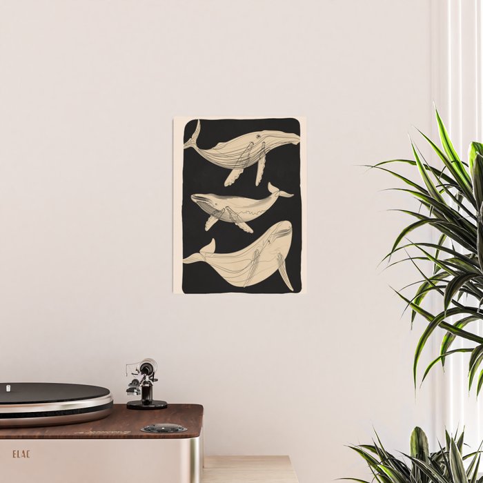 Modern Minimalist Abstract Whales 3 Poster Gallery Image 2