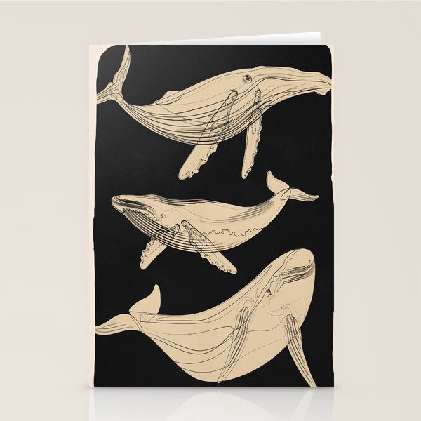 Modern Minimalist Abstract Whales 3 Stationery Card Gallery Image 1