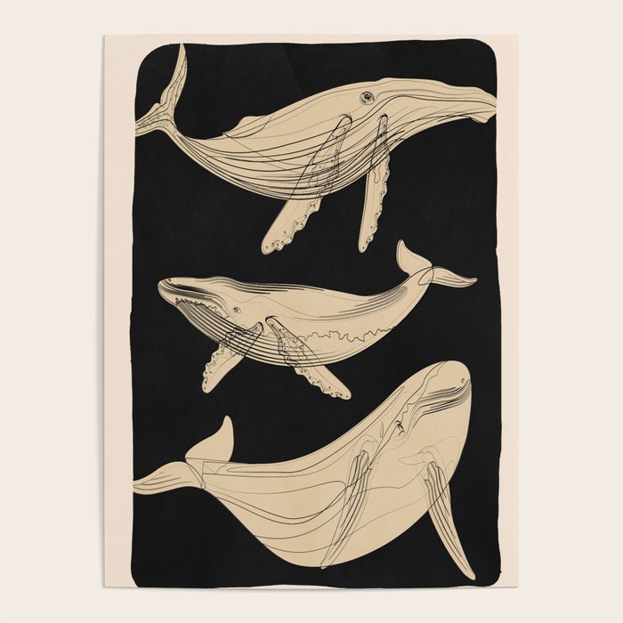 Modern Minimalist Abstract Whales 3 Poster Gallery Image 4