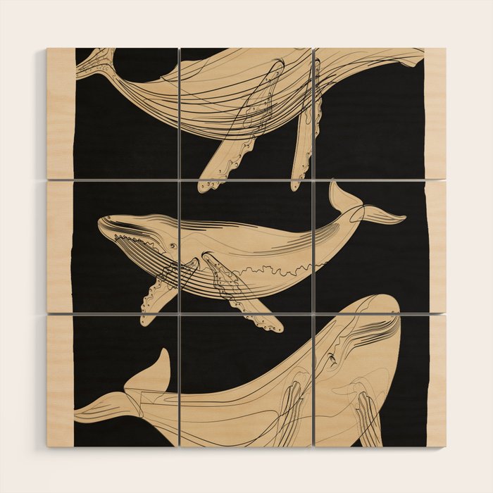 Modern Minimalist Abstract Whales 3 Wood Wall Art Gallery Image 1