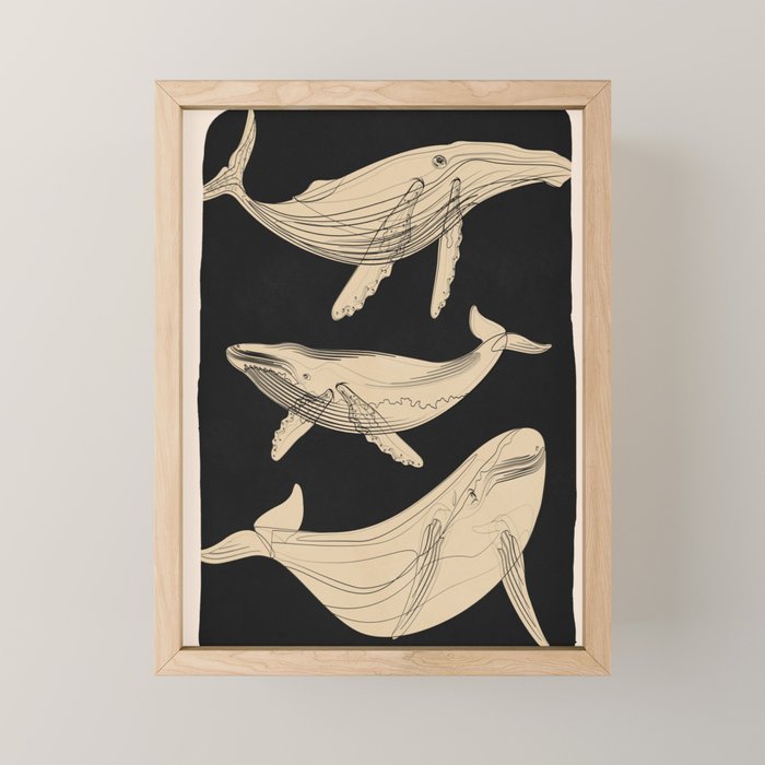 Modern Minimalist Abstract Whales 3 Mini Art Print Gallery Image 1