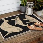 Modern Minimalist Abstract Whales 3 Outdoor Rug Gallery Image 2
