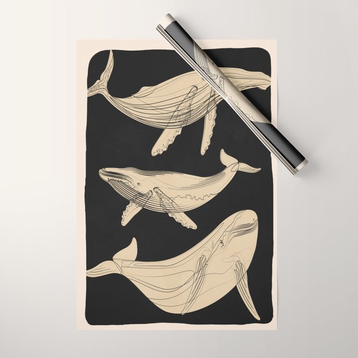 Modern Minimalist Abstract Whales 3 Wrapping Paper Gallery Image 1