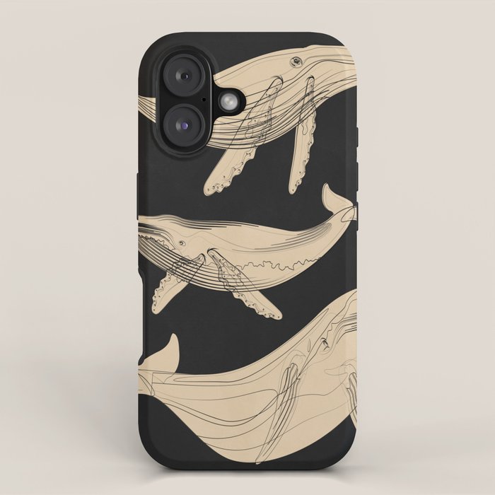 Modern Minimalist Abstract Whales 3 iPhone Case Gallery Image 1