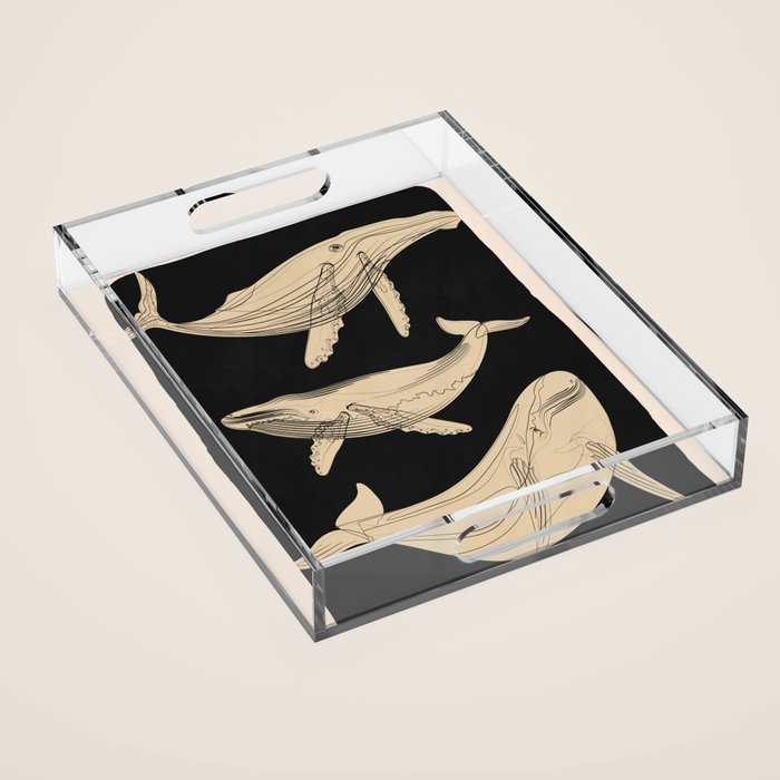 Modern Minimalist Abstract Whales 3 Acrylic Tray Gallery Image 1