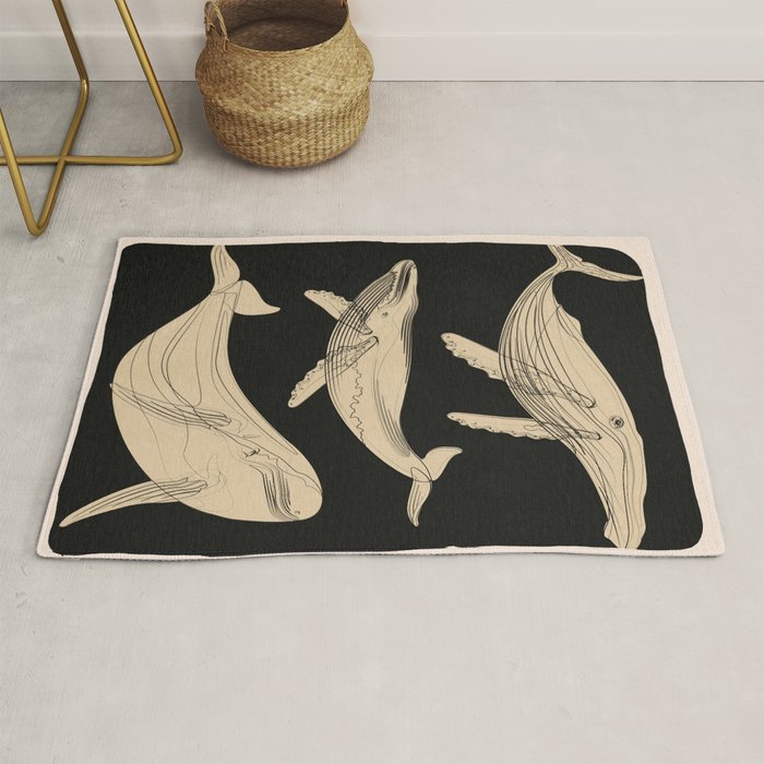 Modern Minimalist Abstract Whales 3 Rug Gallery Image 1