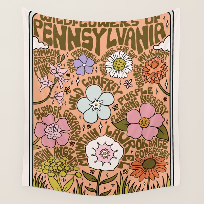 Pennsylvania Wildflowers Wall Tapestry Gallery Image 1