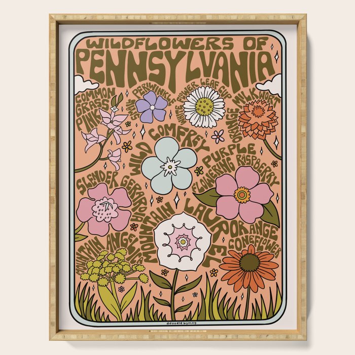 Pennsylvania Wildflowers Serving Tray Gallery Image 1