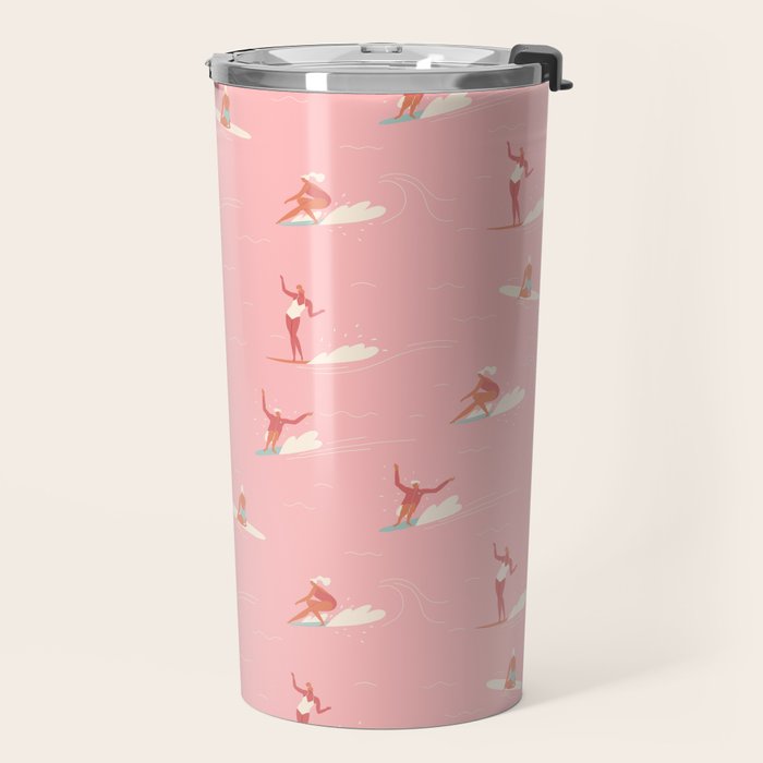 Waikiki beach in pink Travel Mug Gallery Image 2