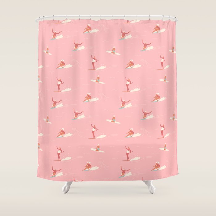 Waikiki beach in pink Shower Curtain Gallery Image 1