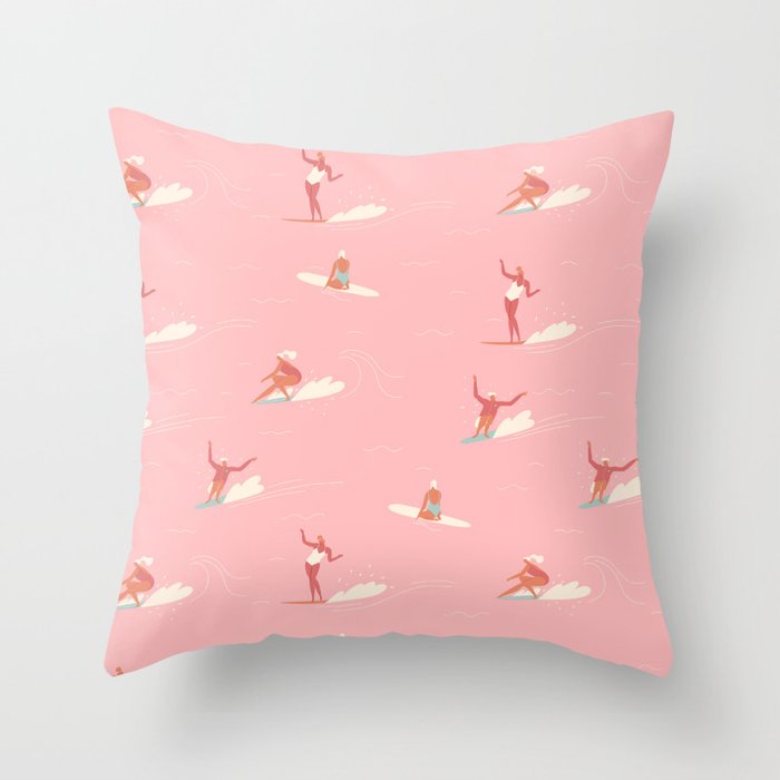 Waikiki beach in pink Throw Pillow Gallery Image 6