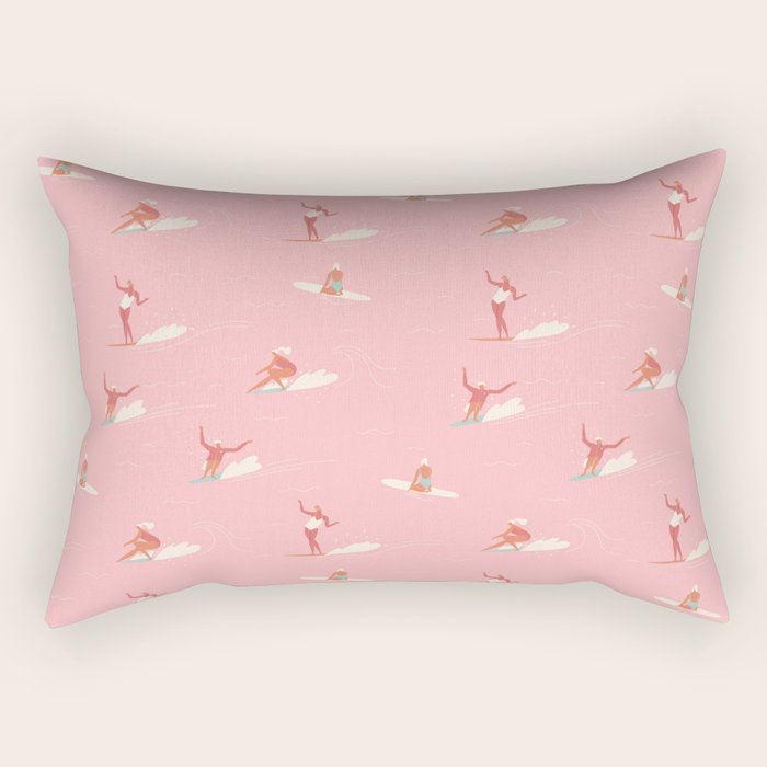 Waikiki beach in pink Rectangular Pillow Gallery Image 2