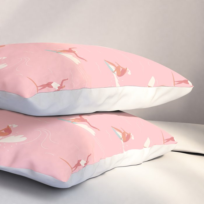 Waikiki beach in pink Pillow Sham Gallery Image 3