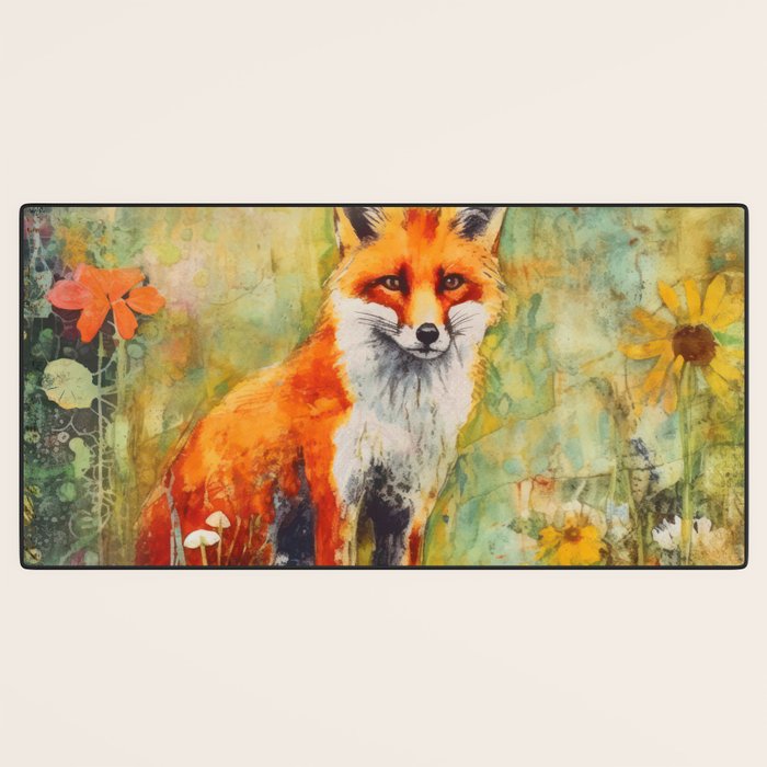 Colorful Wild Fox Indian Summer Woodland Flora And Wildlife Desk Mat Gallery Image 3