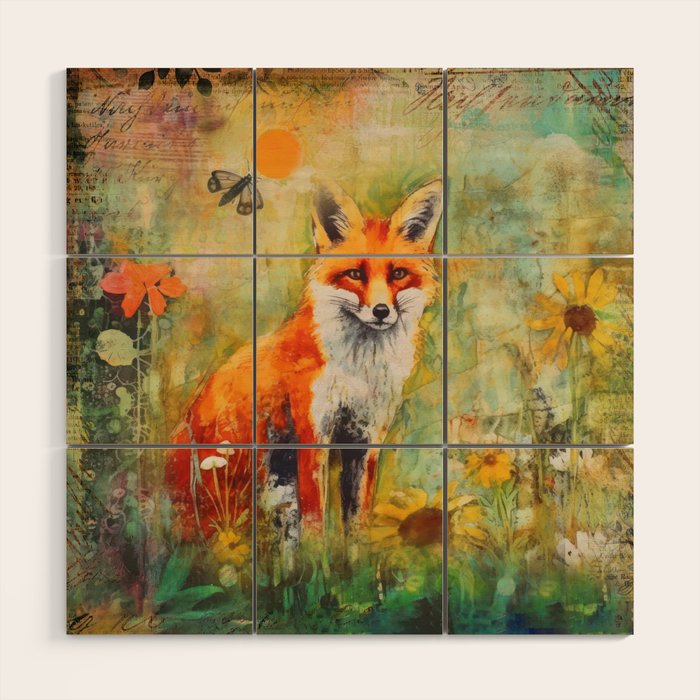 Colorful Wild Fox Indian Summer Woodland Flora And Wildlife Wood Wall Art Gallery Image 1