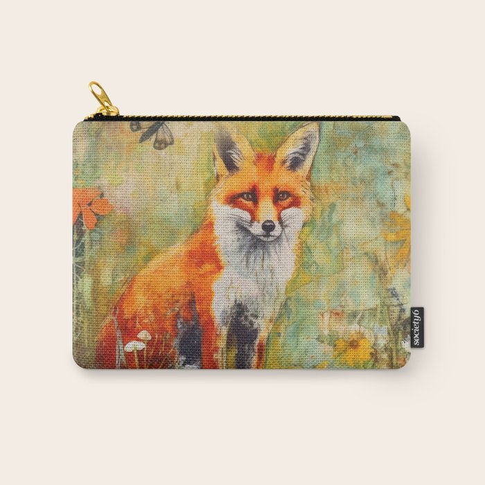 Colorful Wild Fox Indian Summer Woodland Flora And Wildlife Carry All Pouch Gallery Image 1