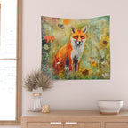 Colorful Wild Fox Indian Summer Woodland Flora And Wildlife Wall Tapestry Gallery Image 2