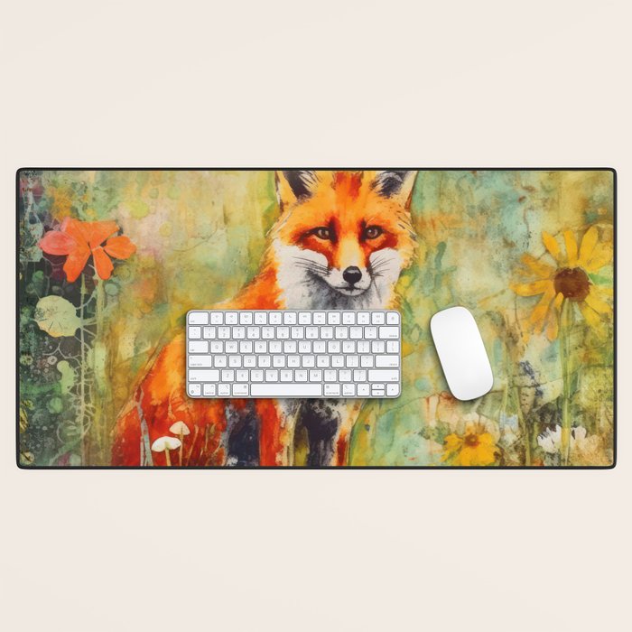 Colorful Wild Fox Indian Summer Woodland Flora And Wildlife Desk Mat Gallery Image 1