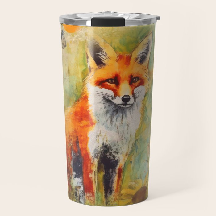 Colorful Wild Fox Indian Summer Woodland Flora And Wildlife Travel Mug Gallery Image 1