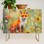 Colorful Wild Fox Indian Summer Woodland Flora And Wildlife Credenza Gallery Image 1