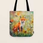 Colorful Wild Fox Indian Summer Woodland Flora And Wildlife Tote Bag Gallery Image 1