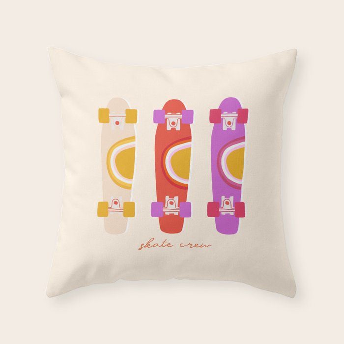70's skate crew Throw Pillow Gallery Image 6