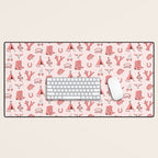 Cute Cowgirl Pattern, Cowboy Print in Blush Pink Desk Mat Gallery Image 1