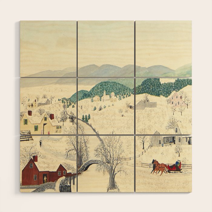 Anna Mary Robertson 'Grandma' Moses To Grandma's House We Go on Thanksgiving Day Folk Art Wood Wall Art Gallery Image 1