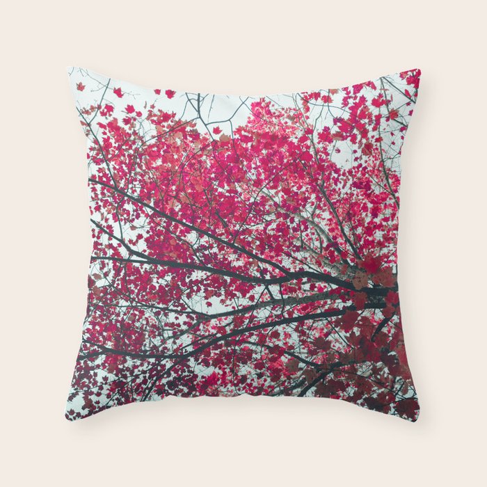 Red Leaves - Autumn Art Throw Pillow Gallery Image 1