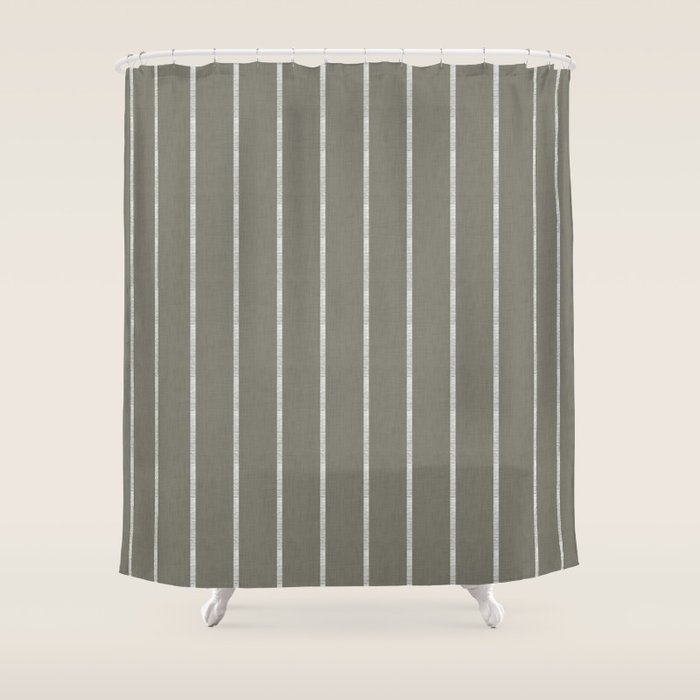 Modern Boho Serenity Stripes Muted Grey  Shower Curtain Gallery Image 1