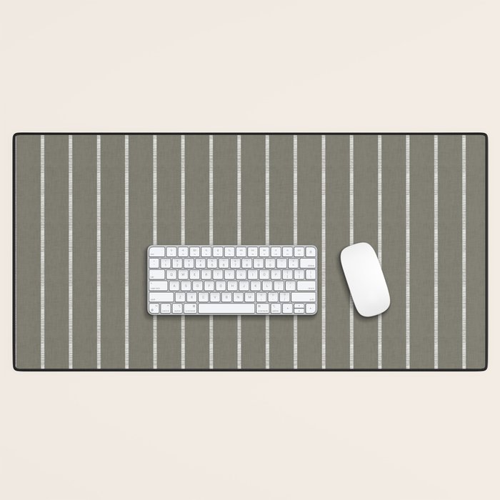 Modern Boho Serenity Stripes Muted Grey  Desk Mat Gallery Image 1