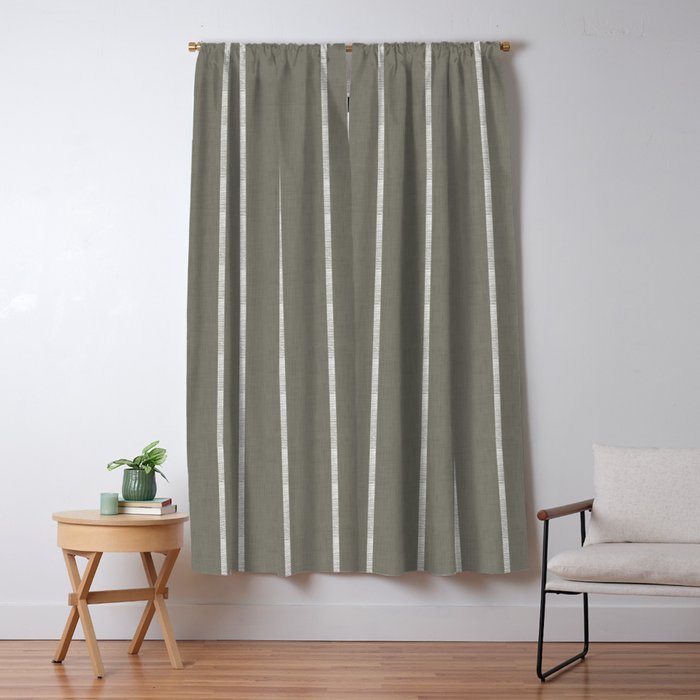Modern Boho Serenity Stripes Muted Grey  Window Curtain Gallery Image 1