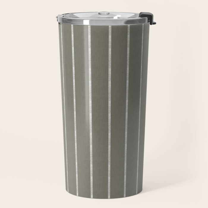 Modern Boho Serenity Stripes Muted Grey  Travel Mug Gallery Image 2